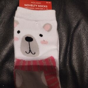 Holiday White Bear Novelty Socks